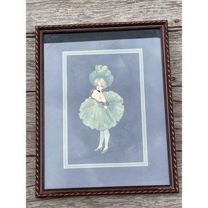 Antique 1904 Painting Can Can Show Girl Artist Signed Green